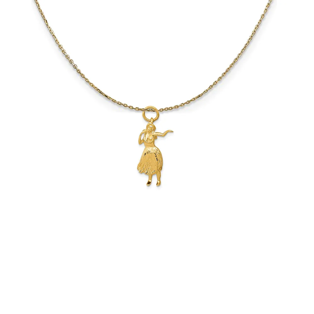 14k Yellow Gold 3D Hula Dancer Necklace