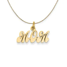 14k Yellow Gold Fancy Script Mom Necklace