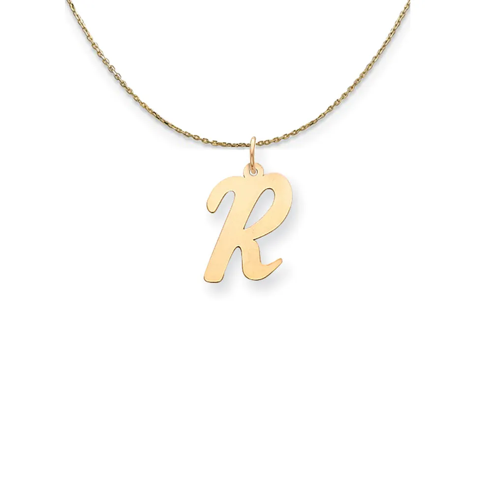 14k Yellow Gold Medium Script Initial R Necklace