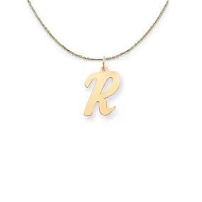 14k Yellow Gold Medium Script Initial R Necklace