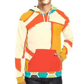 Abstract Orange Unisex Pullover Hoody