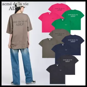 acme de la vie  |Crew Neck Unisex Street Style Plain Cotton Short Sleeves