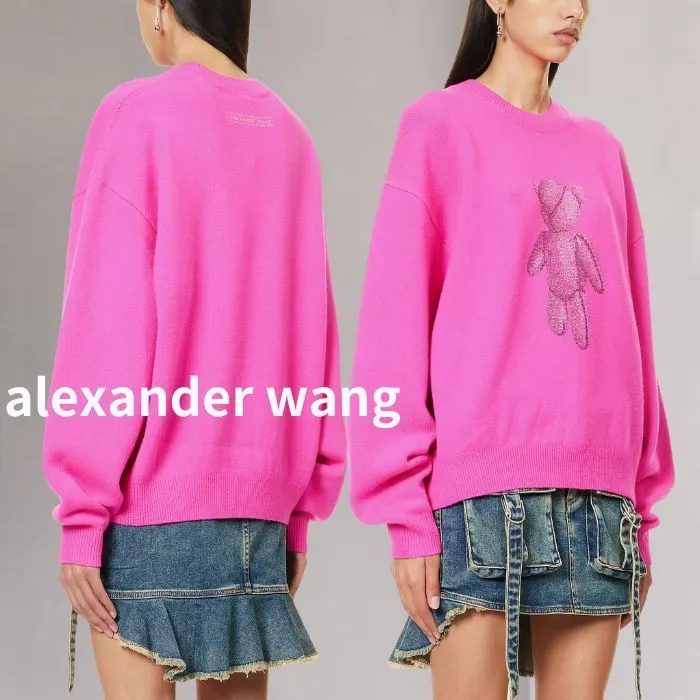 Alexander Wang  |Crew Neck Casual Style Wool Nylon Long Sleeves Plain