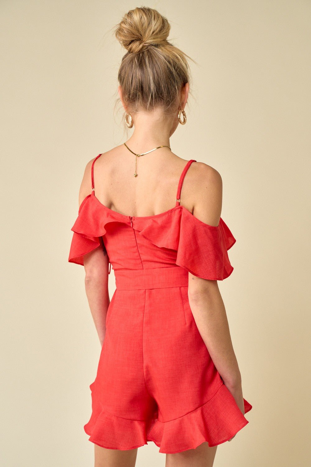 All Coral Romper