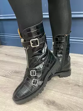 Alpe Black Zip Front Boot