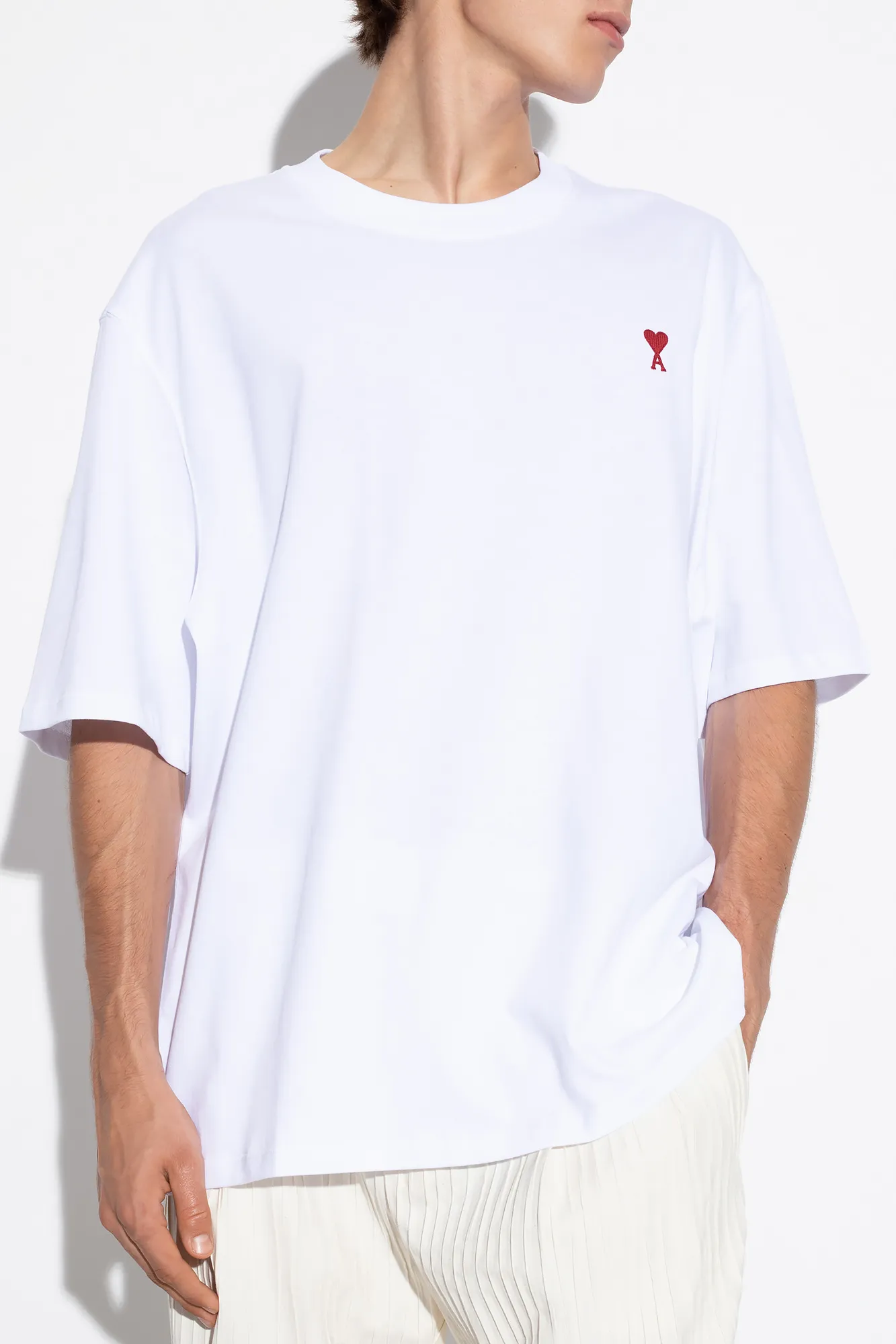 AMI PARIS  |Crew Neck Unisex Plain Cotton Short Sleeves Oversized Logo