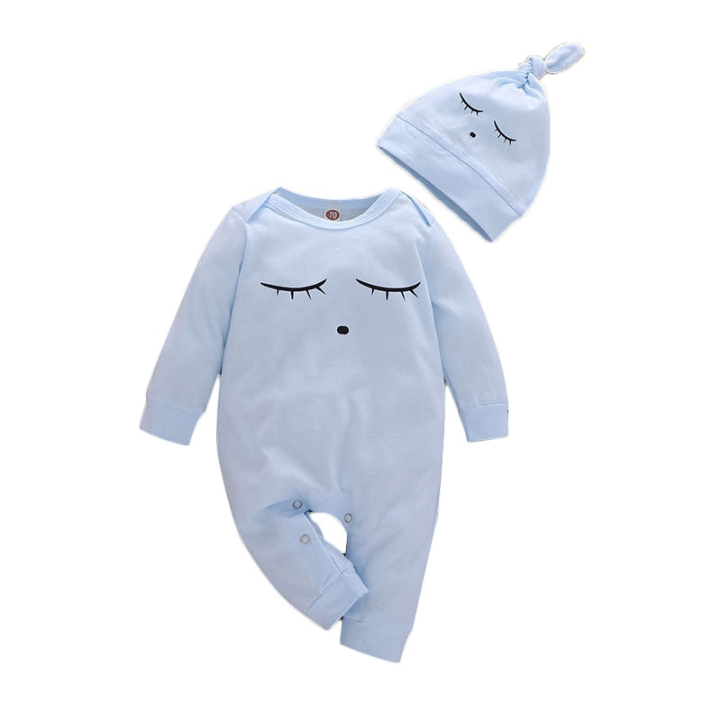 BabyBlue Romper+Hat Cotton Newborn