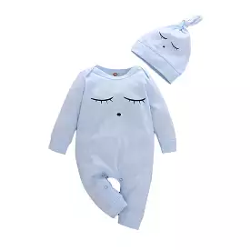 BabyBlue Romper+Hat Cotton Newborn