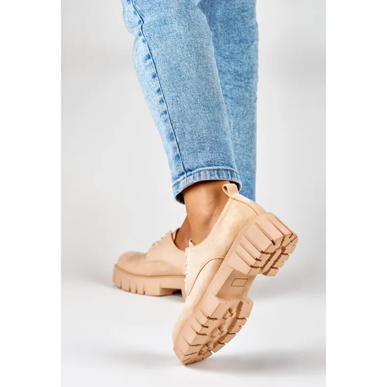 Beige platform shoes