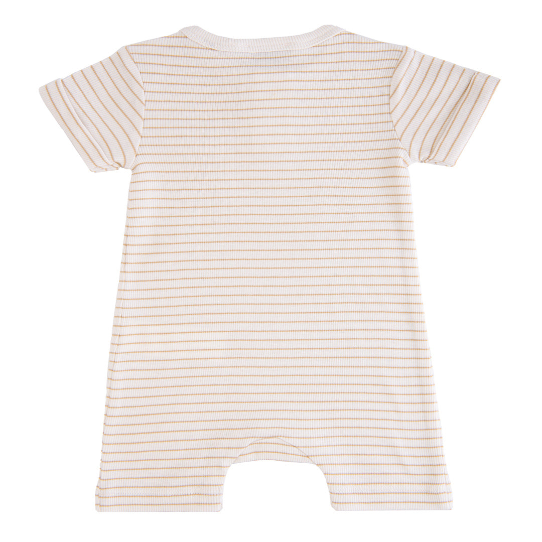 Beige Striped Modal Pocket Romper