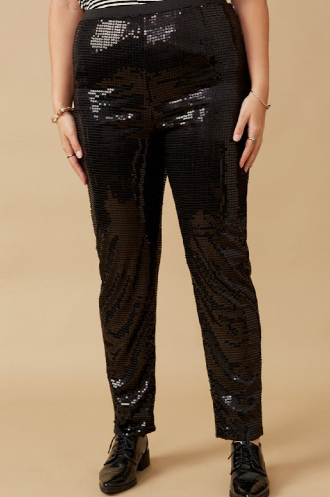 Black Sequin Stretch Leggings