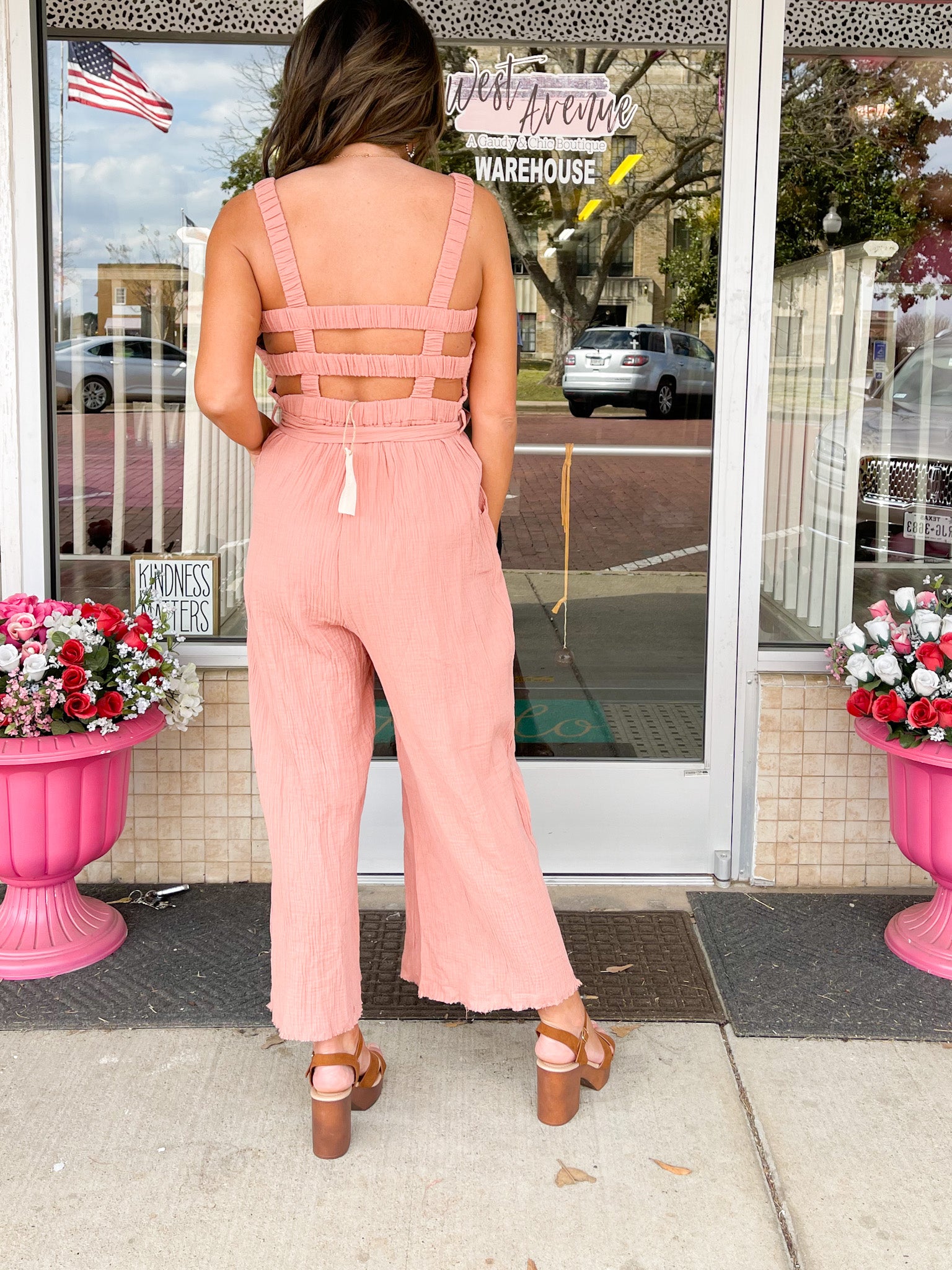 Blush Smocked Wide Leg Jumpsuit