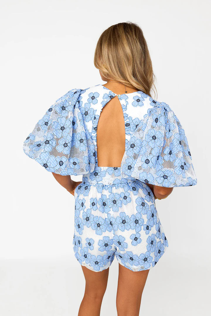 BUDDY LOVE JULIA SHORT SLEEVE ROMPER - BLUE LAGOON