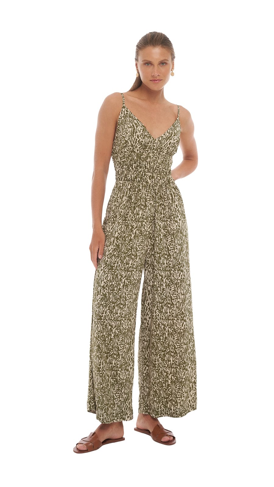 Chive Green Abstract Jumpsuit