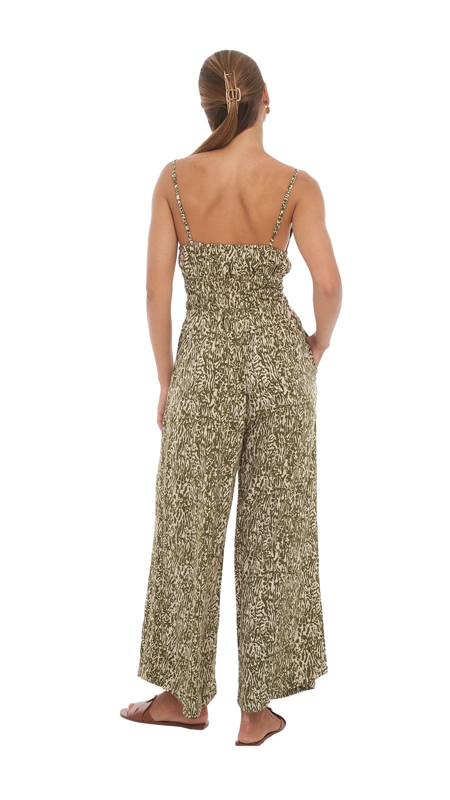 Chive Green Abstract Jumpsuit