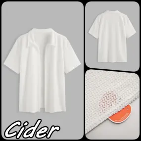 Cider  |Casual Style Plain Short Sleeves Oversized Shirts & Blouses