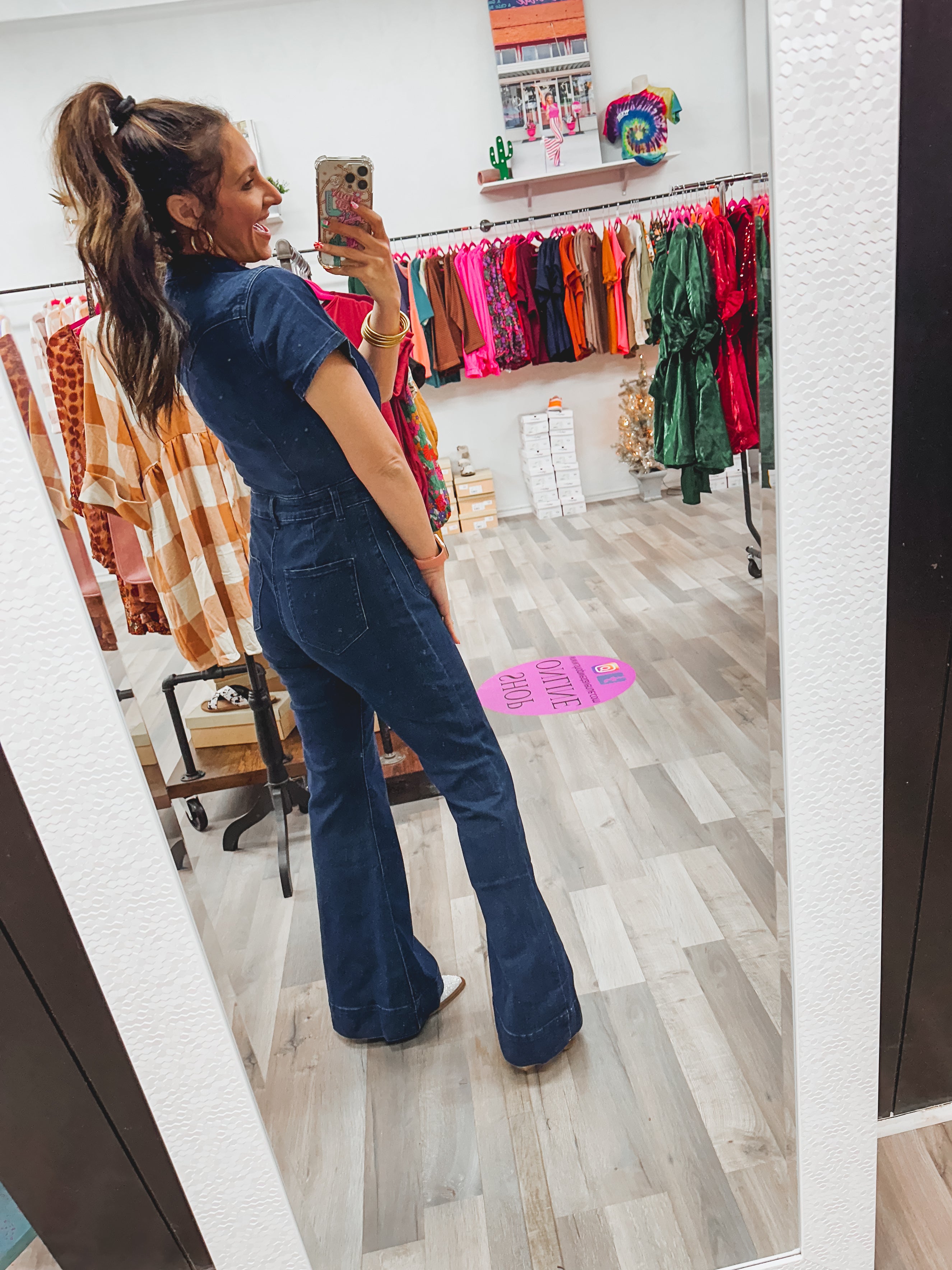 Dark Denim Flared Jumpsuit