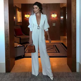 Deep Cleavage Blazer Style Jumpsuit