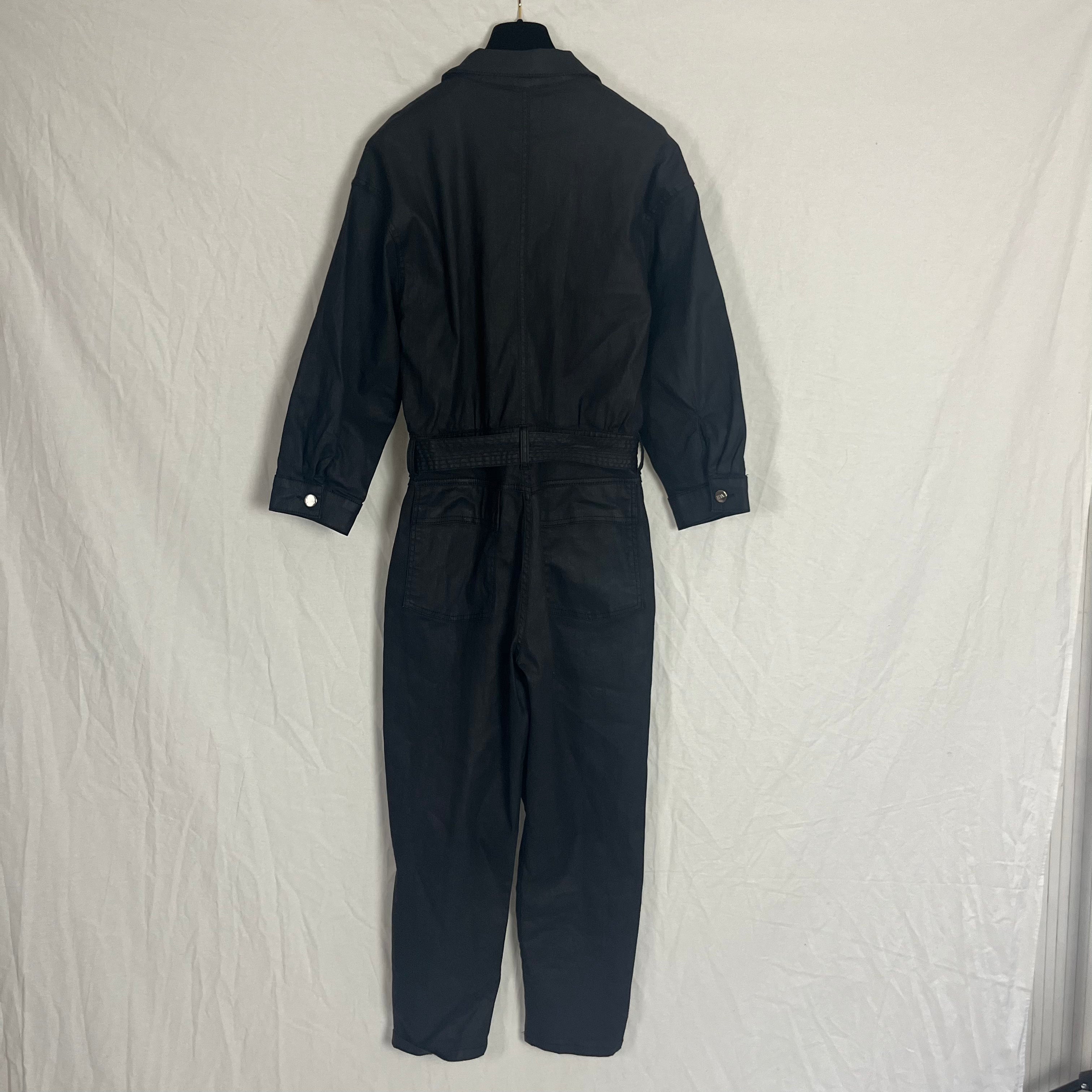 Donna Ida Brand New 325 Black Coated Cotton Jumpsuit S