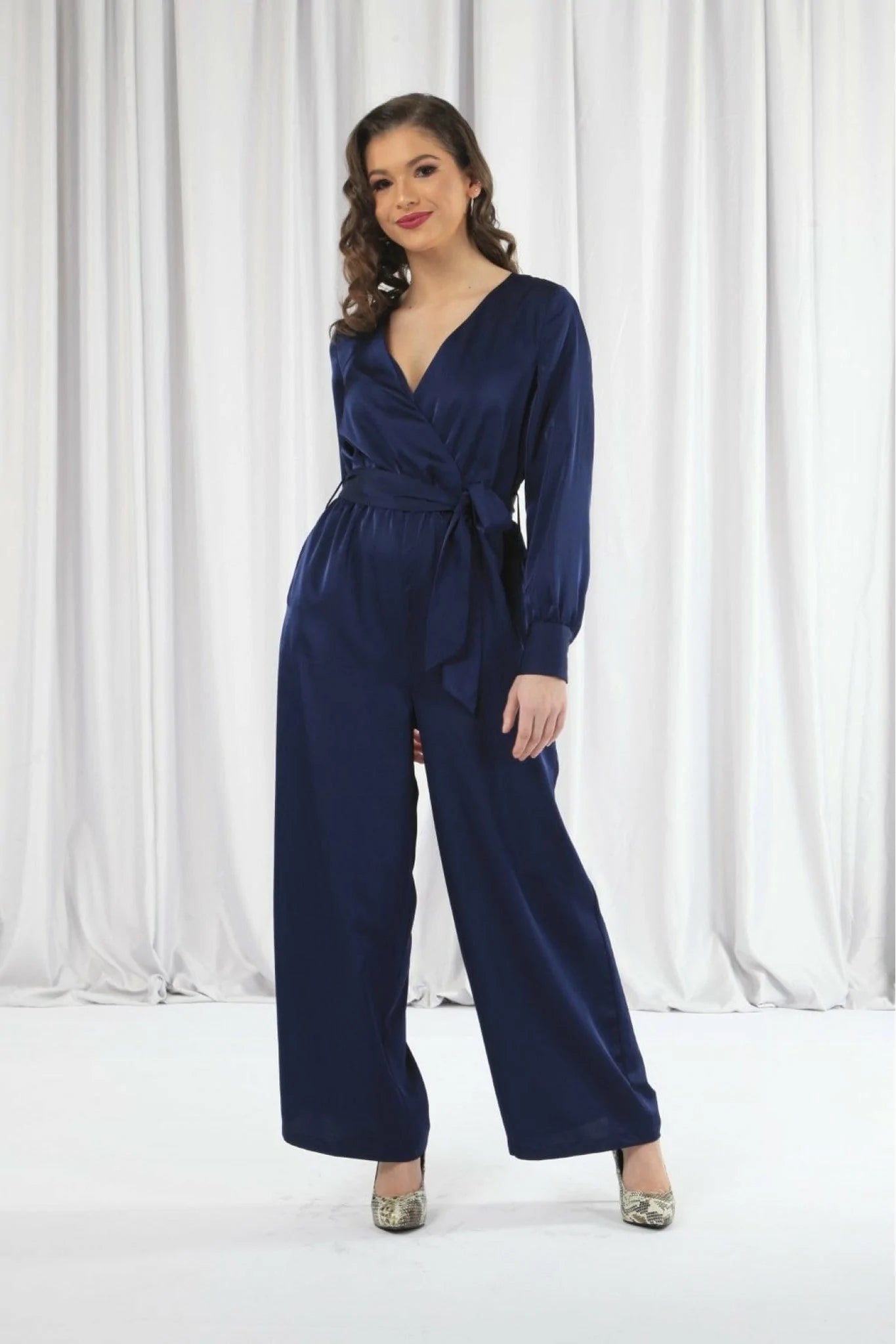 Double Second Lux Satin Wrap Jumpsuit