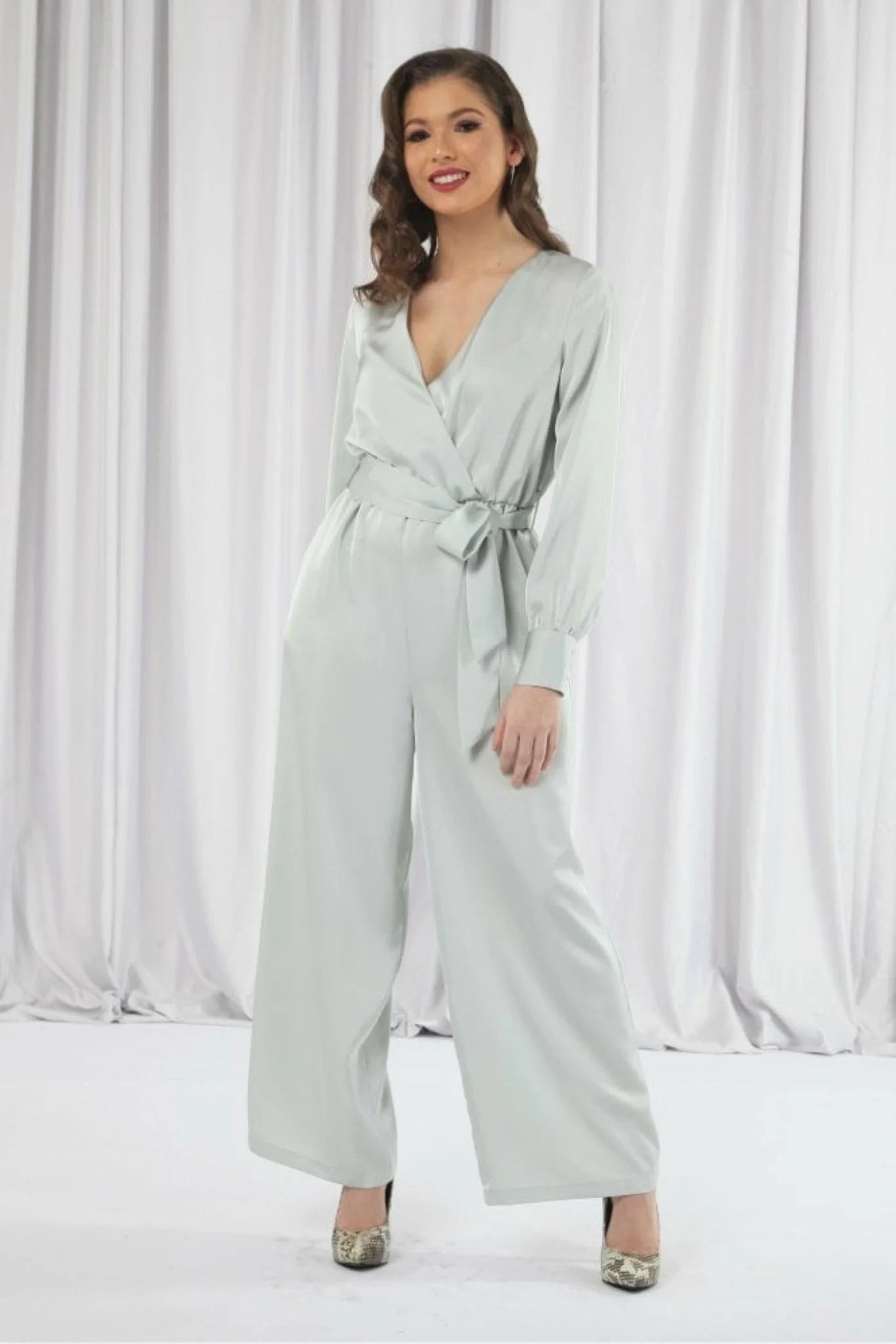 Double Second Lux Satin Wrap Jumpsuit