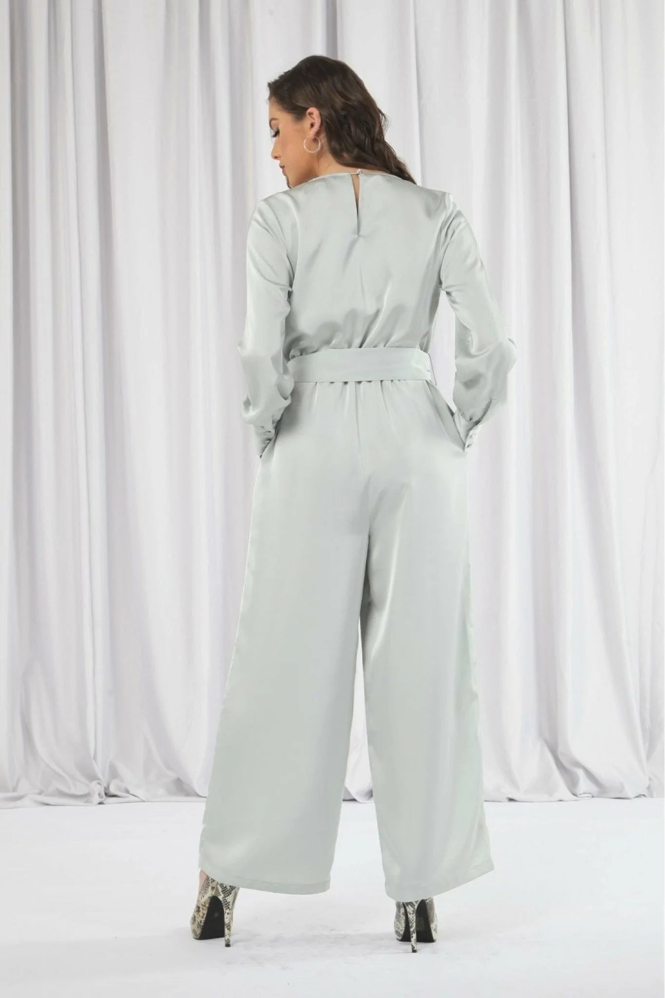 Double Second Lux Satin Wrap Jumpsuit