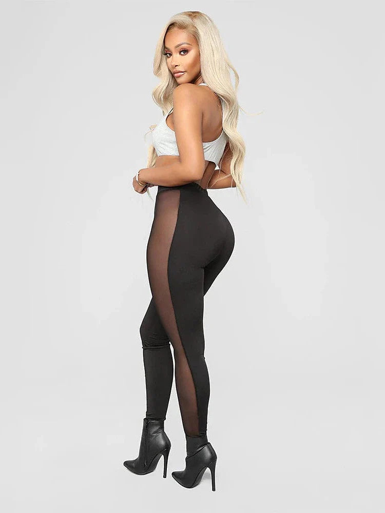 Elevate Your Style with Black Mid Waist Stretchy Leggings