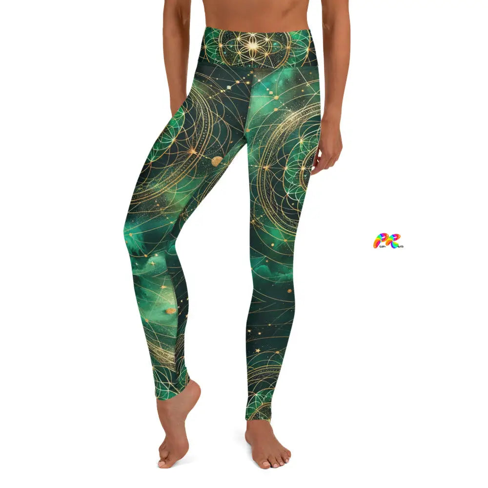 Emerald Cosmos Rave Yoga Leggings