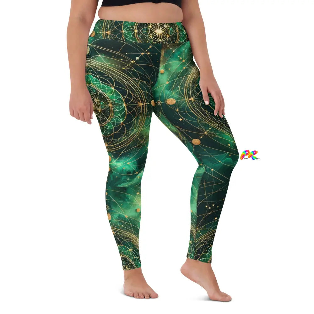 Emerald Cosmos Rave Yoga Leggings