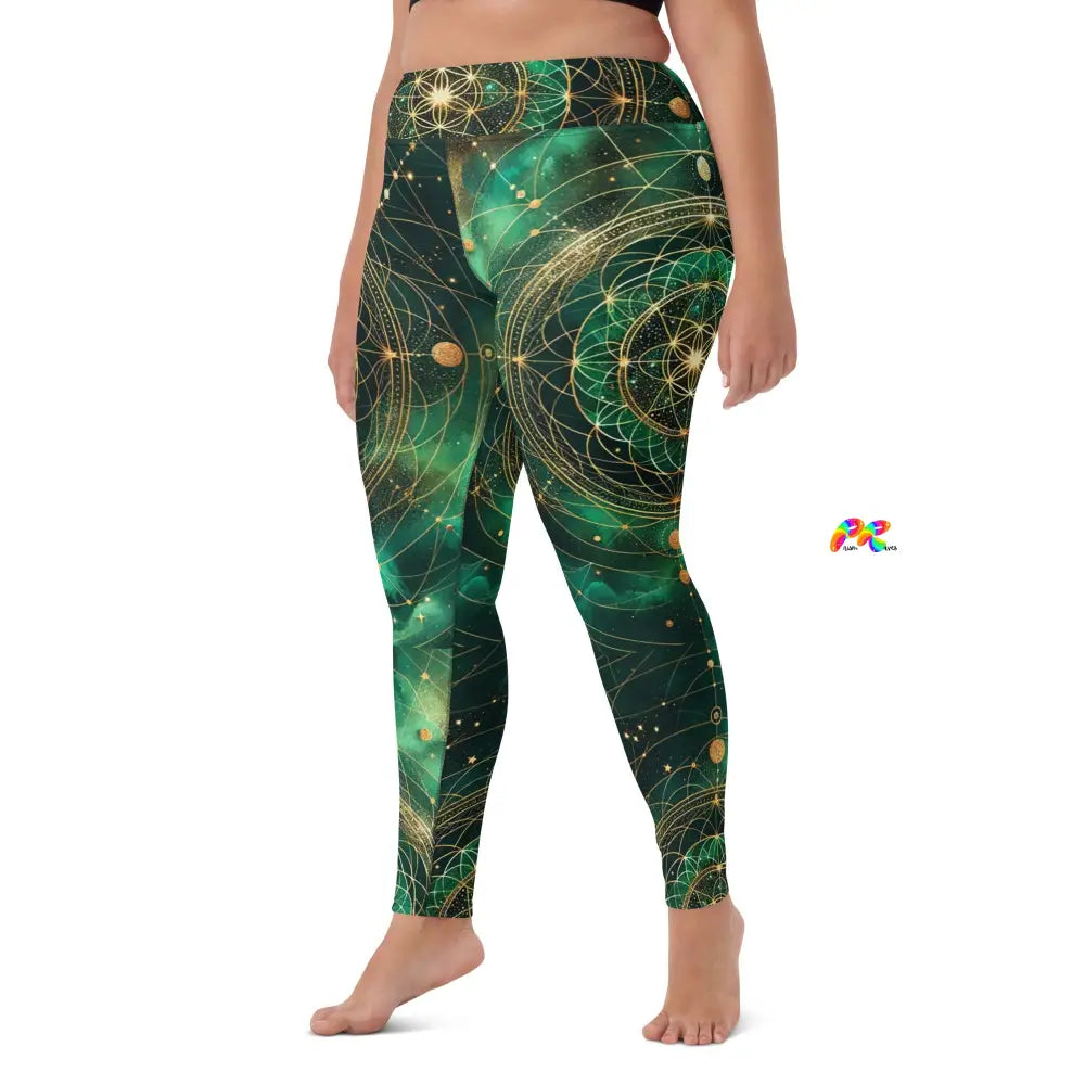 Emerald Cosmos Rave Yoga Leggings