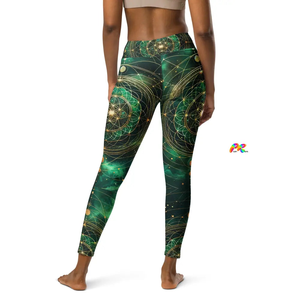 Emerald Cosmos Rave Yoga Leggings