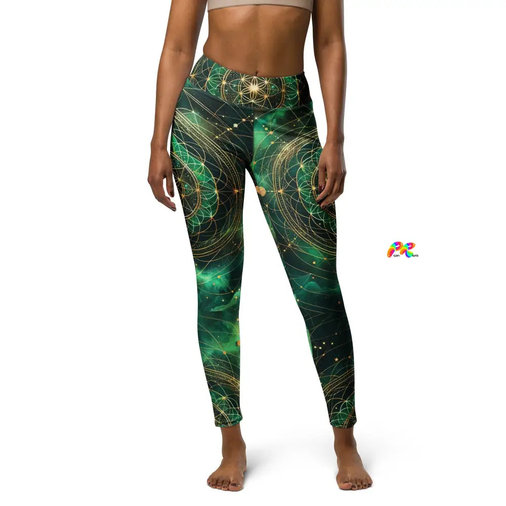 Emerald Cosmos Rave Yoga Leggings