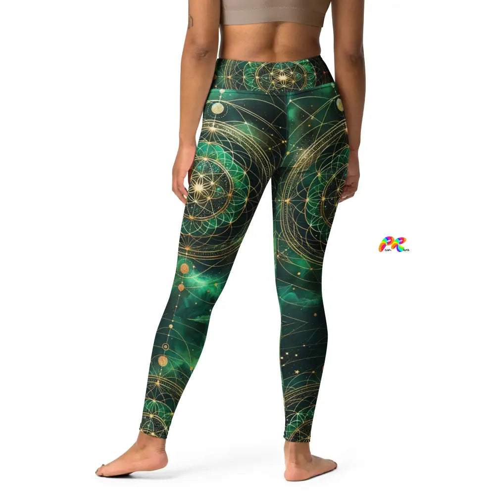 Emerald Cosmos Rave Yoga Leggings