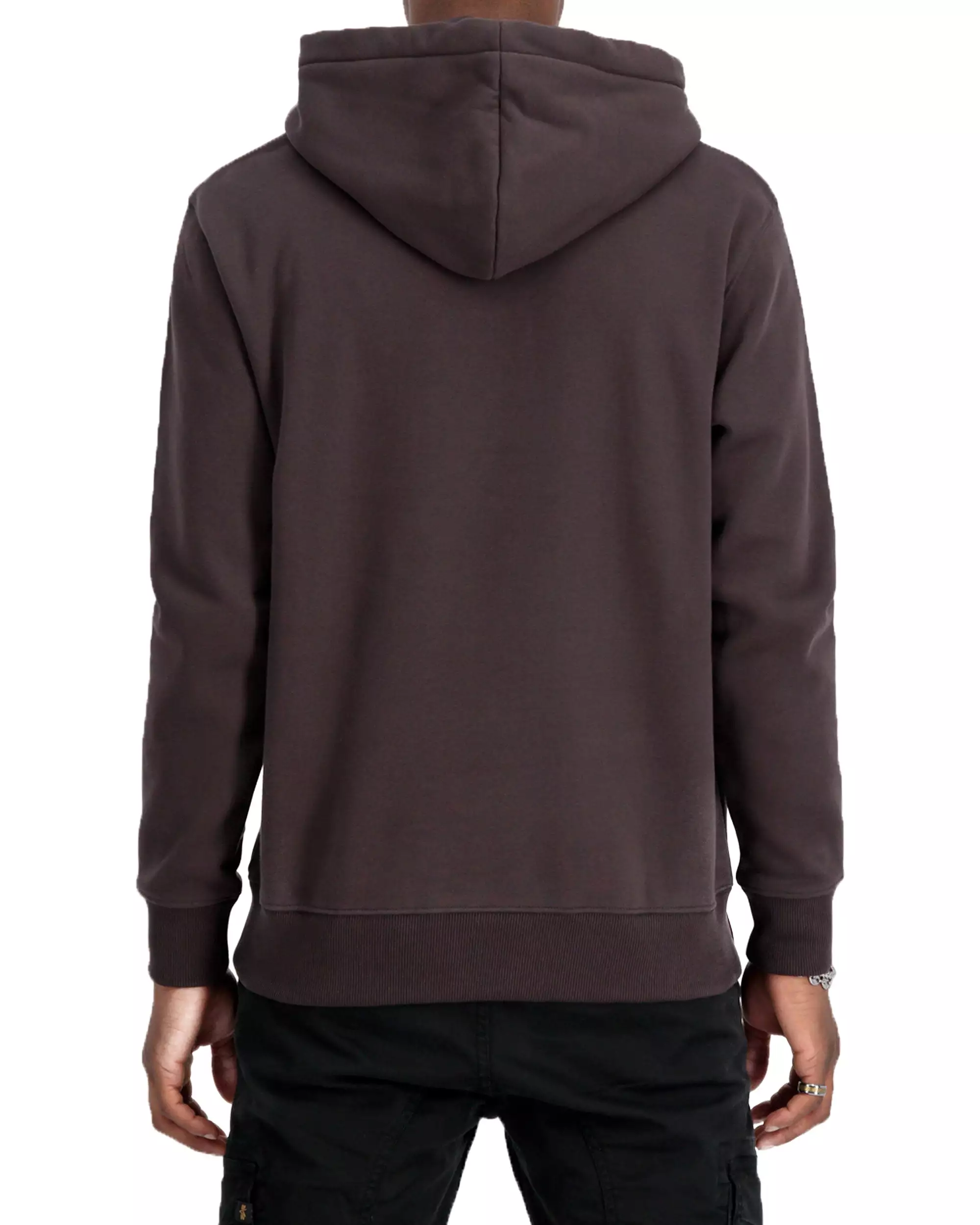 Felpa Uomo Alpha Industries Basic Hoody Small Logo Hunter Brown