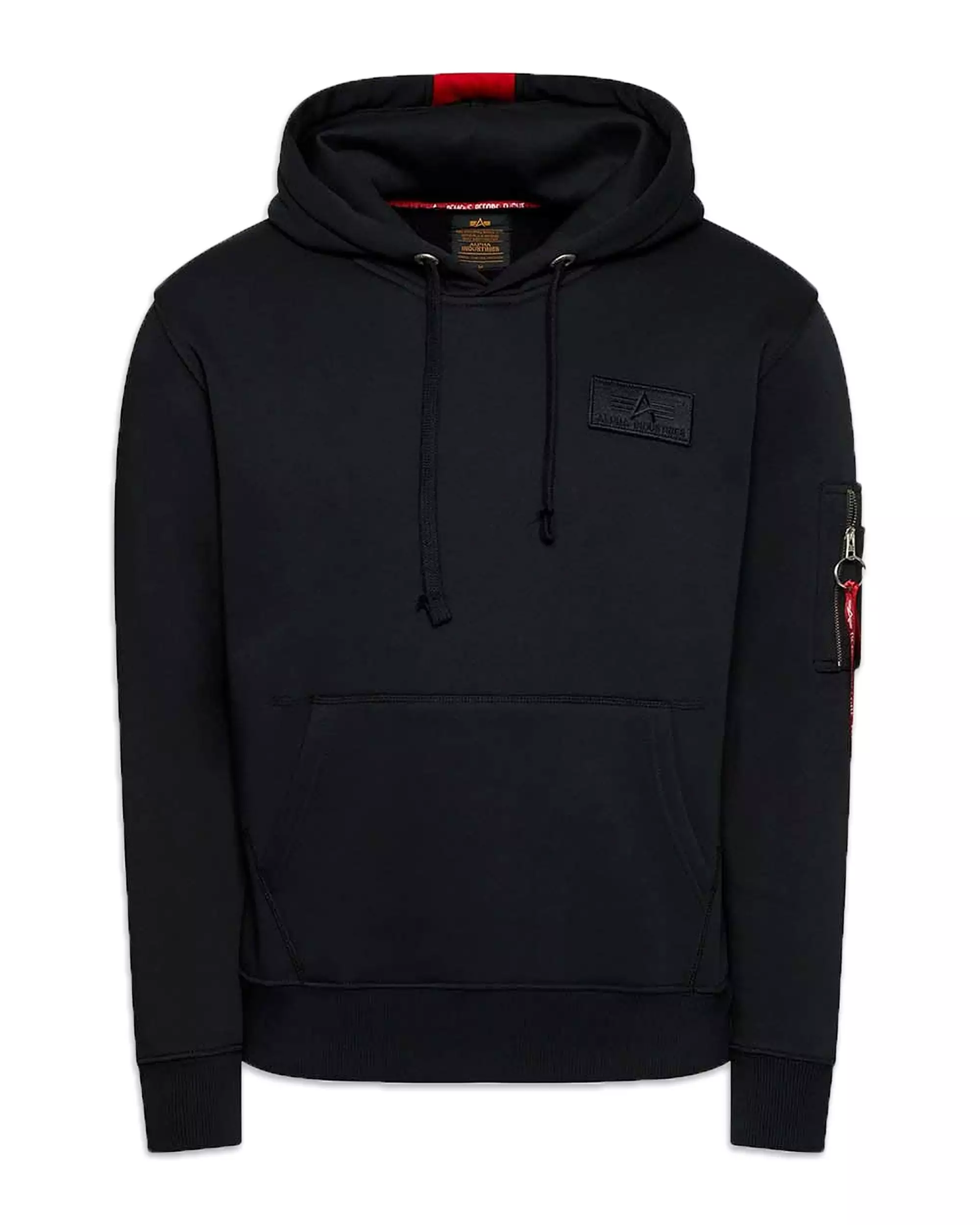 Felpa Uomo Alpha Industries Red Stripe Hoody Nero