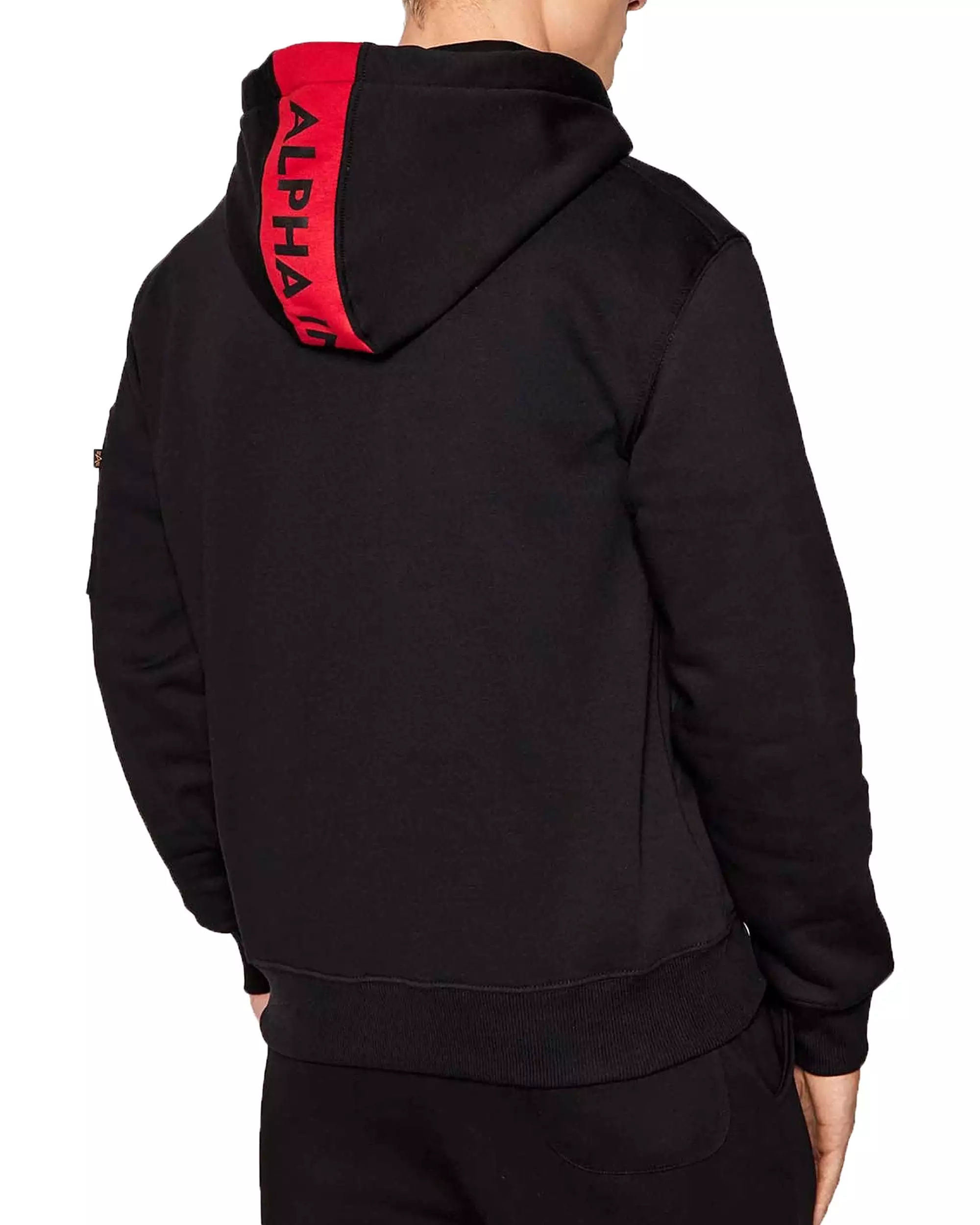 Felpa Uomo Alpha Industries Red Stripe Hoody Nero