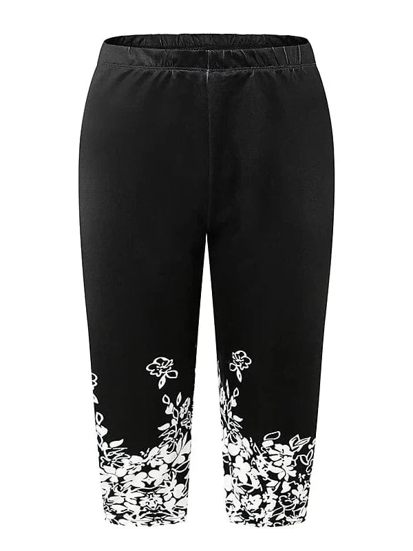 Floral Print Zip-Front Plus Size Leggings for Active Days by the Water