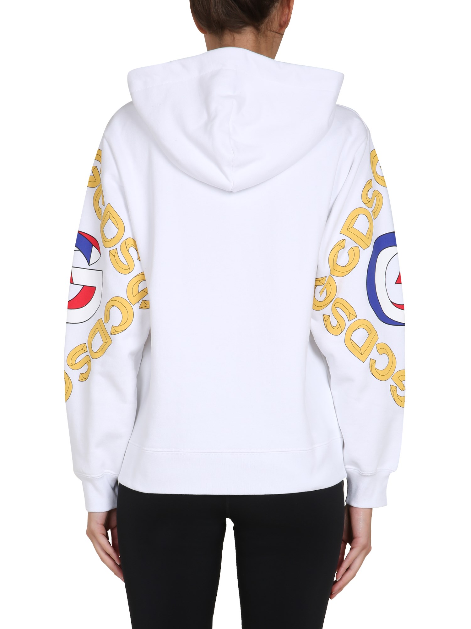 GCDS    COLLEGE COTTON HOODED SWEATSHIRT WITH LOGO