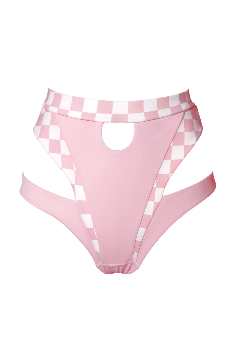 Hamade Activewear High Waisted Bottoms - Checkered Light Pink