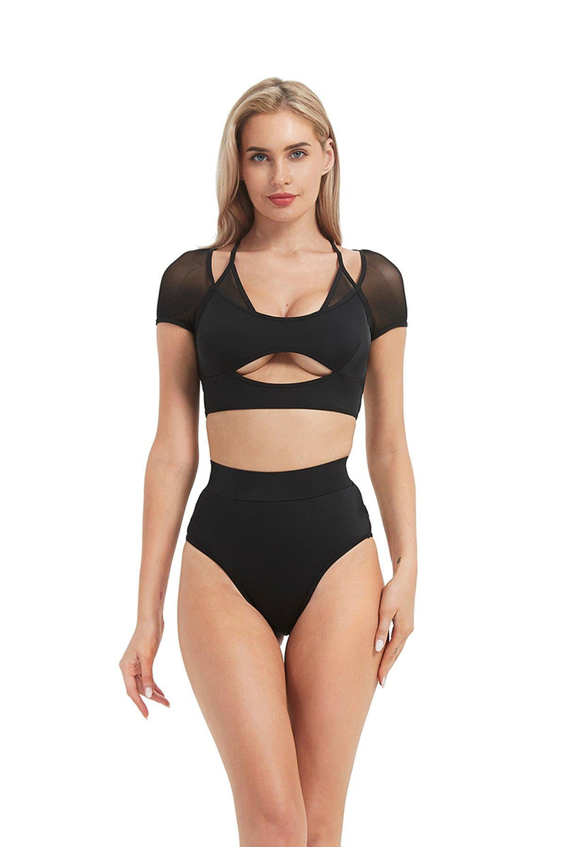 Hamade Activewear Mesh Hollow Back Bottoms - Black