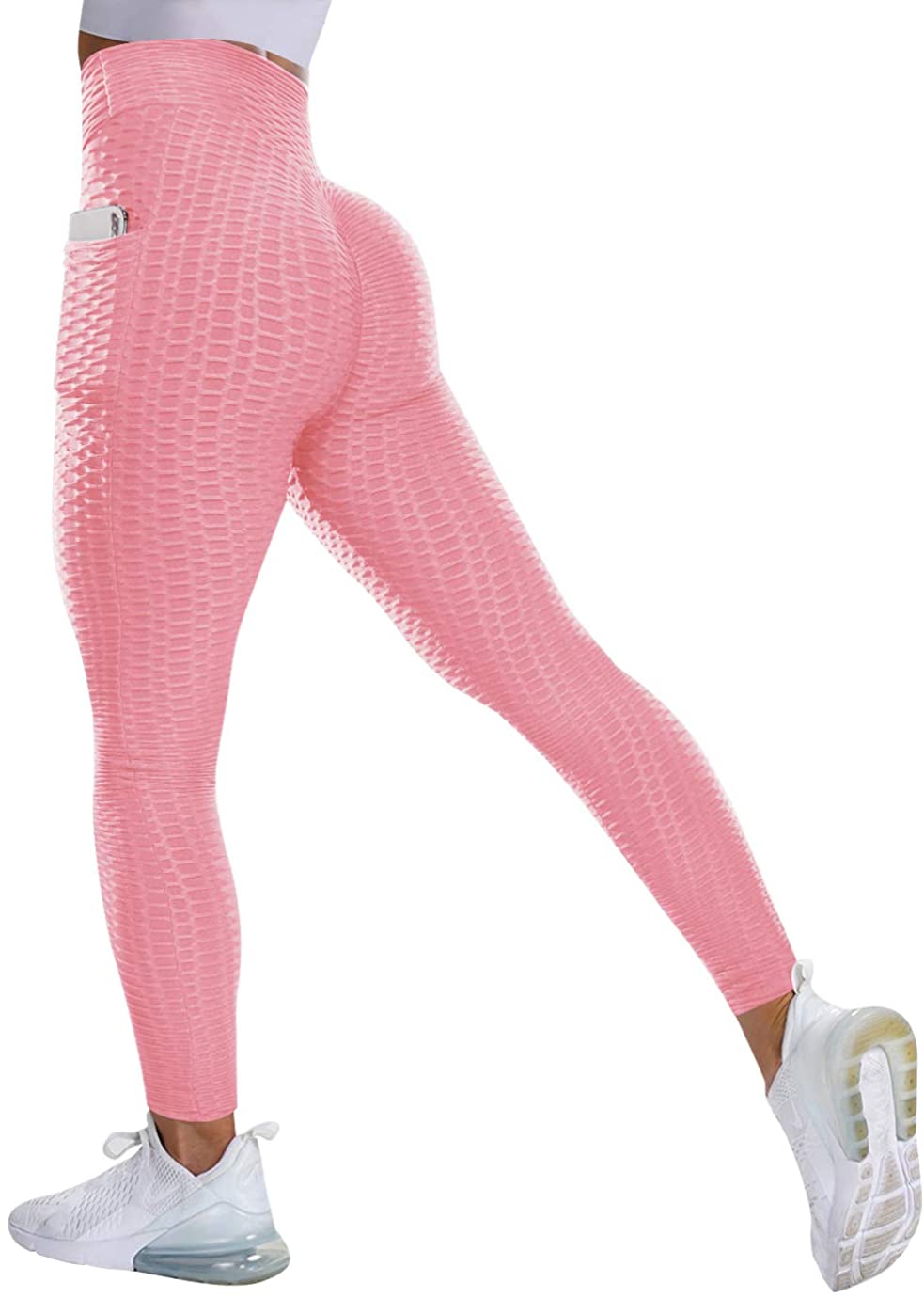 Haute Edition Women's Booty Lift Scrunch Active Yoga Leggings with Cell Phone Side Pocket