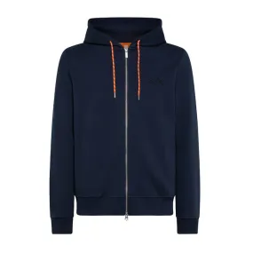 HOODED SWEATSHIRT WITH ZIP AND LOGO TONE ON TONE Man Navy Blue