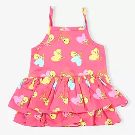 Infant Girls Cotton Frill Romper Tweety-Multi