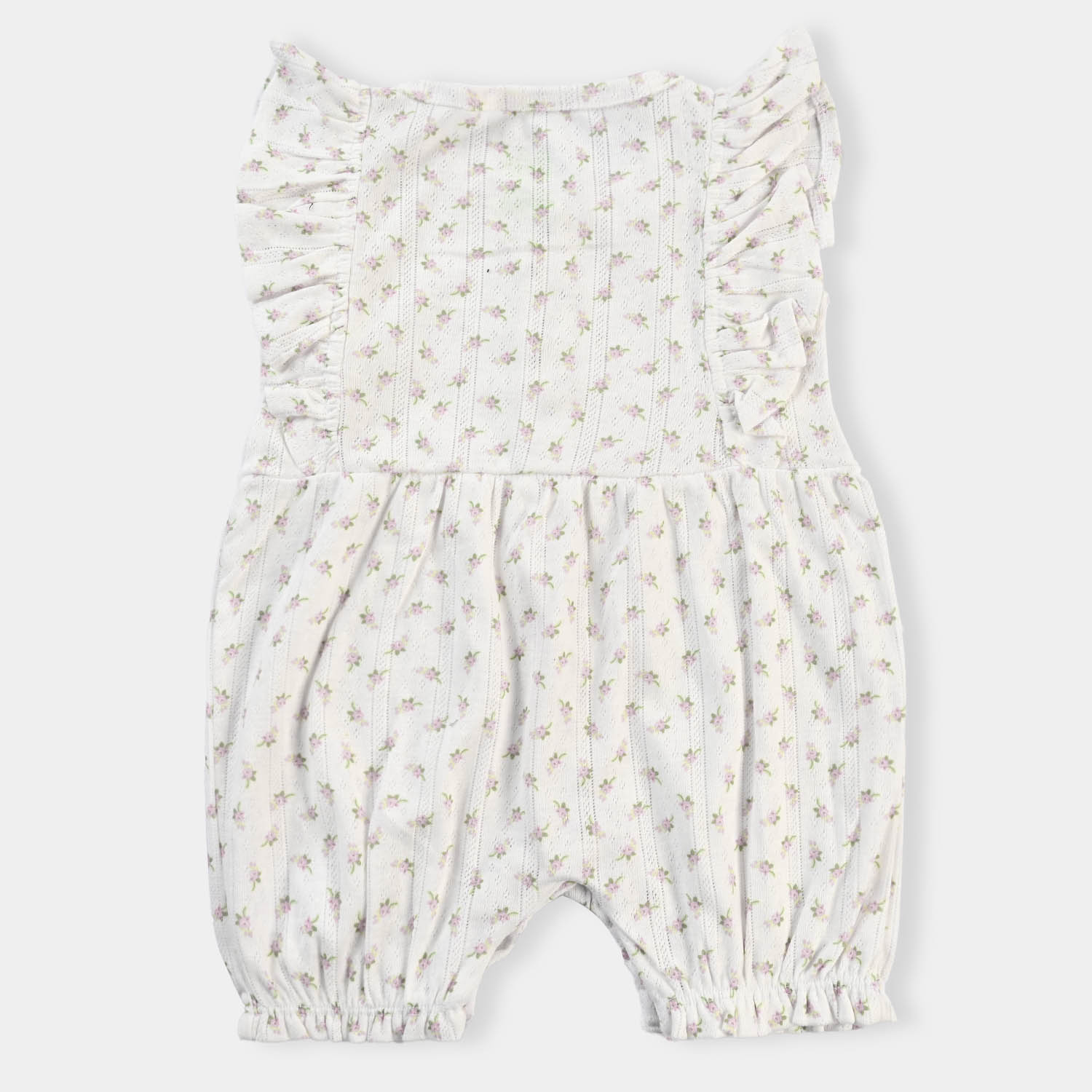 Infant Girls Jacquard Knitted Romper Flower-Off White