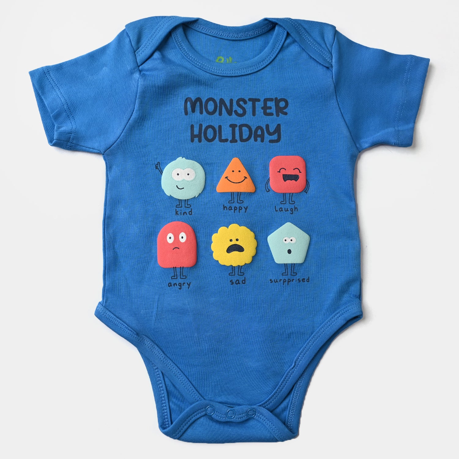 Infant Unisex Cotton Interlock Romper Monster Holiday-Brill Blue