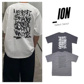 IONSEOUL  |Unisex Street Style Plain Oversized Logo T-Shirts