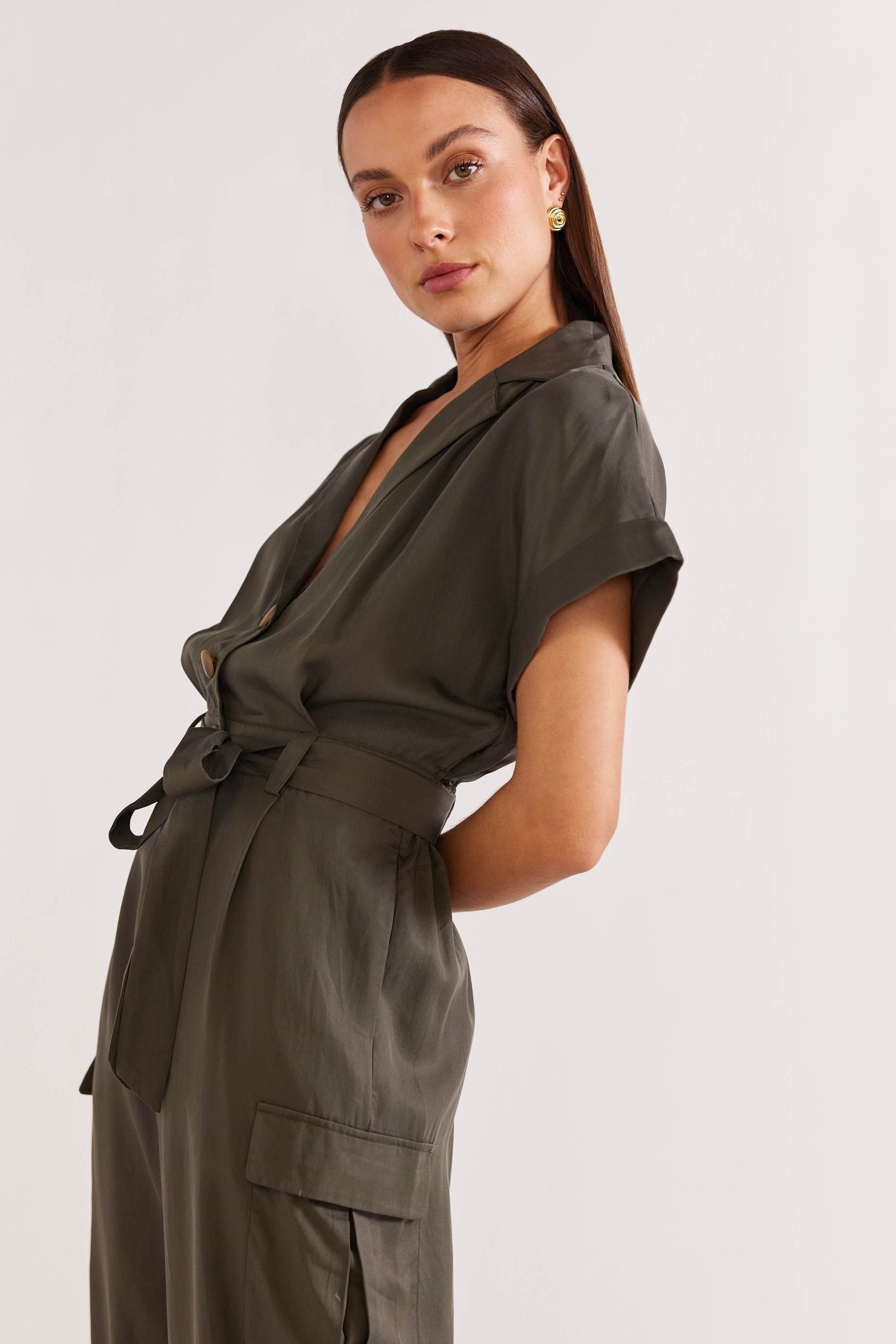 Kendo Cargo Jumpsuit - Khaki