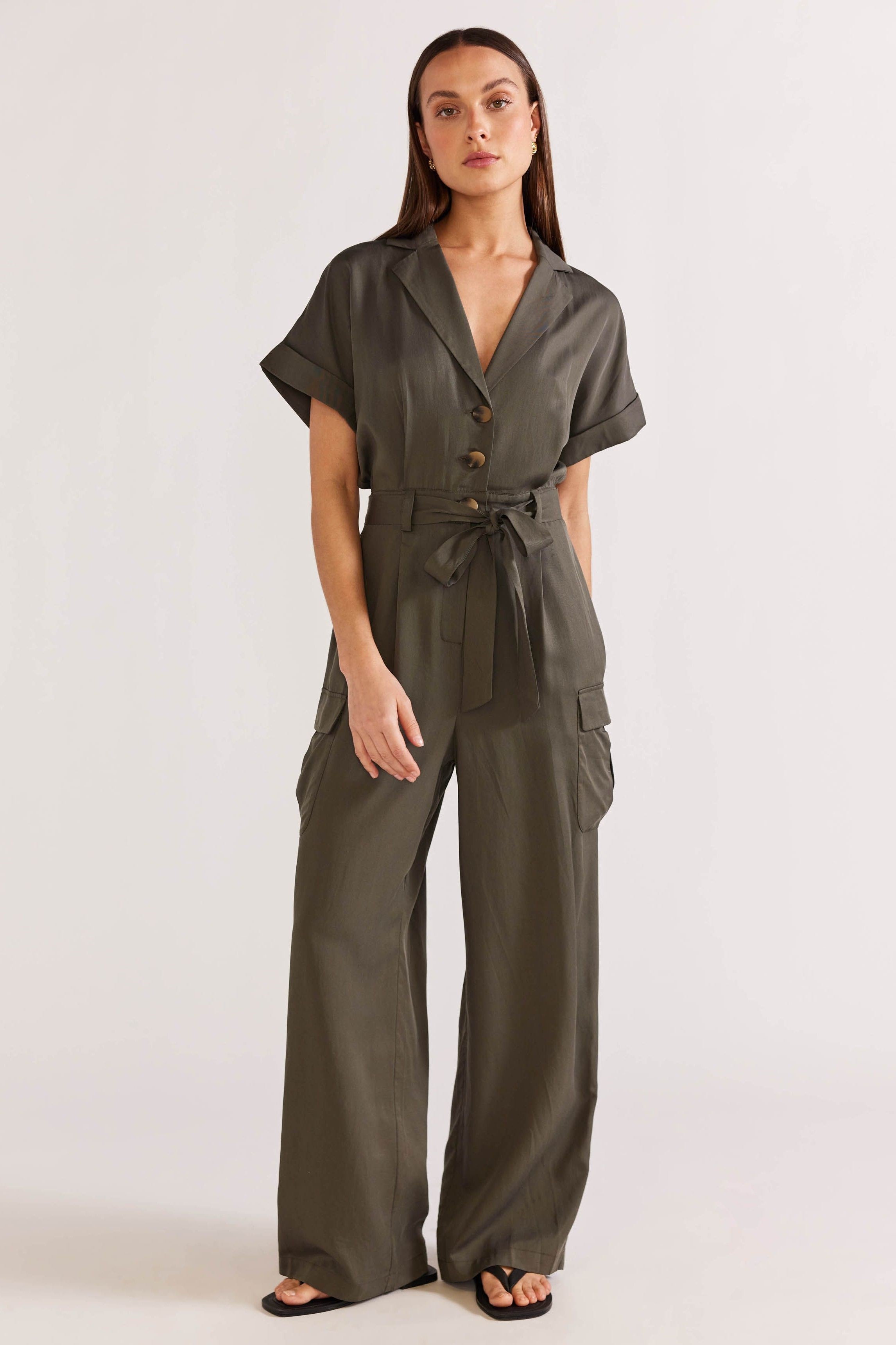 Kendo Cargo Jumpsuit - Khaki