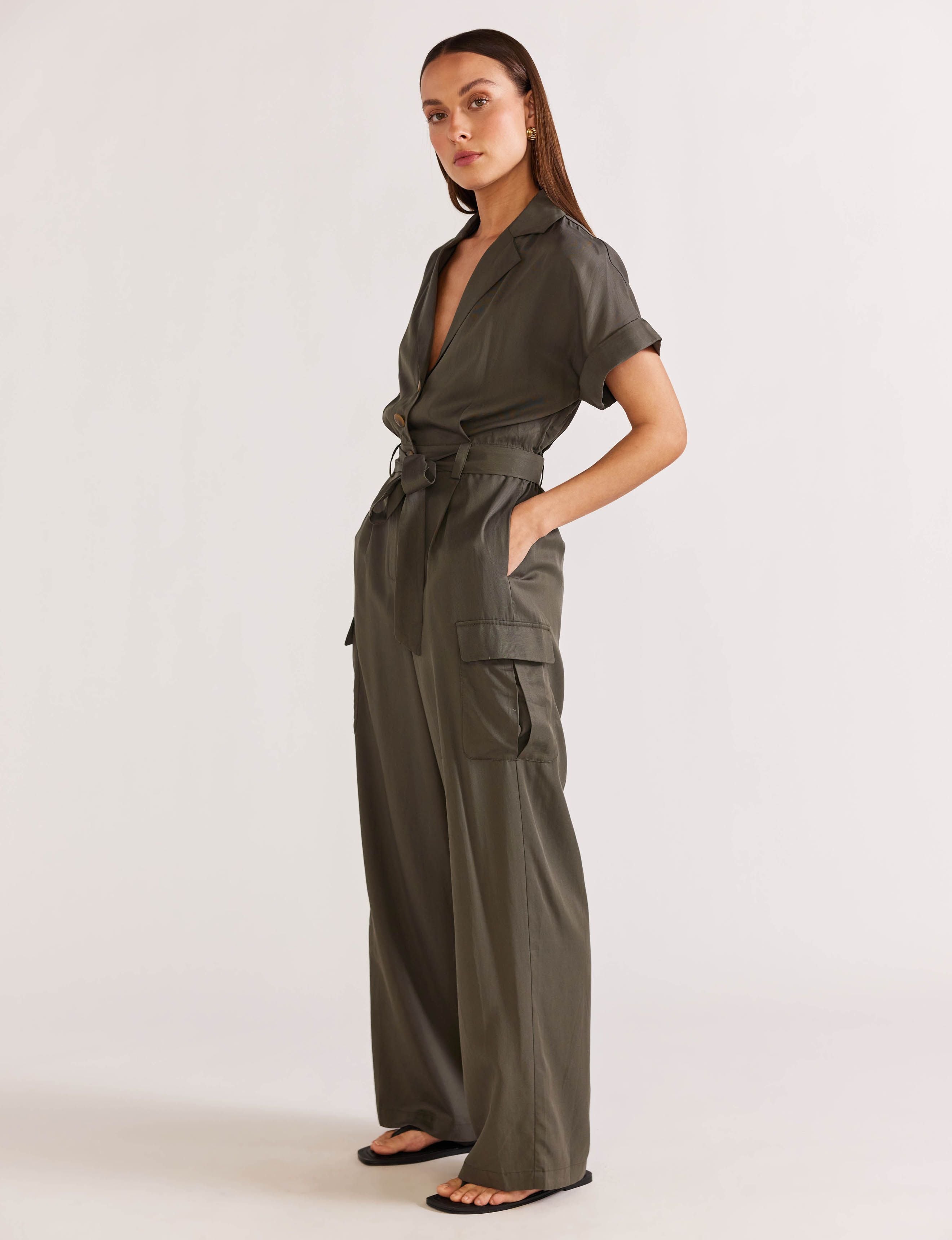 Kendo Cargo Jumpsuit - Khaki