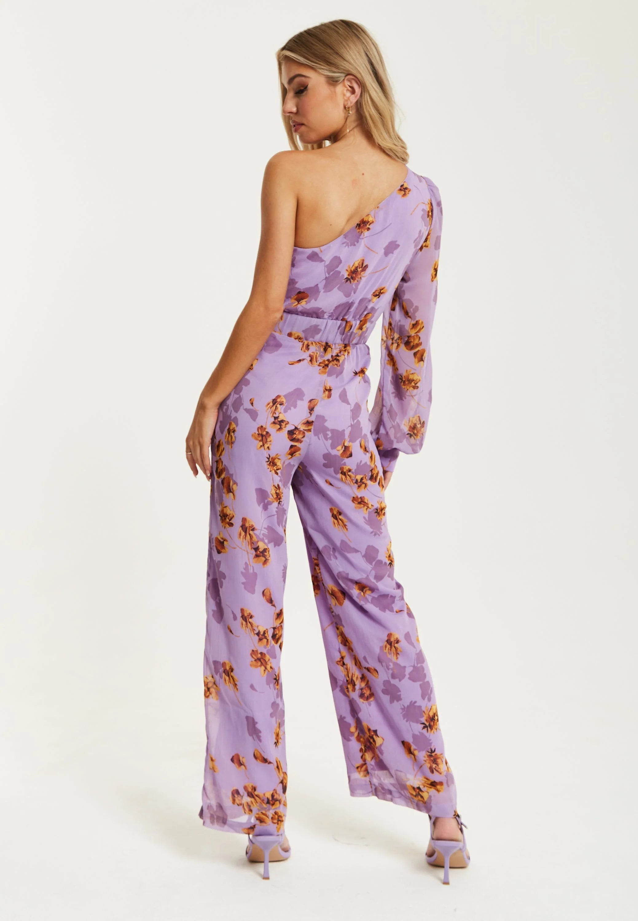 Liquorish Purple Floral Asymmetrical Jumpsuit